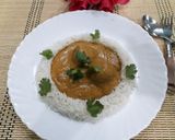 A picture of step 21 of Shahi lauki ke kofte with plain rice.