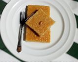 A picture of step 8 of Egyptian style basbousa.