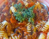 A picture of step 7 of Turkish inspired quick pasta.