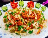 A picture of step 18 of Spicy BBQ chicken ricewith stir fry vegetables.