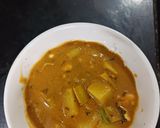A picture of step 4 of Creamy Banana stem curry.