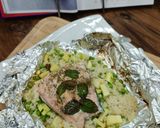 Fóliás lazac zöldséges rizzsel Air fryerben recept fázis 9 fotója