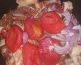A picture of step 1 of Namkin gosht in mutton.