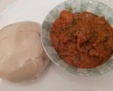Pounded yam da miyar gyada (peanut soup)matakin girki1 hoto