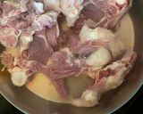 A picture of step 1 of Moong Dal Gosht / Green Moong Dal cooked with Mutton.