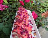 A picture of step 1 of Rose and Coconut Flavor Swiss Roll with mava and Gulkand Filling.