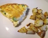 A picture of step 5 of Scamorza, pancetta and asparagus frittata, with crispy potatoes.