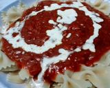A picture of step 5 of Creamy sweet & spicy pork with tuna spaghetti .