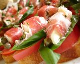 A picture of step 3 of Cured Ham, Mozzarella and Caper Bruschetta.