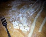 A picture of step 5 of creamy mushrooms gnocchi with wagyu beef.