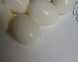 A picture of step 3 of 4th of July deviled eggs, or anytime.