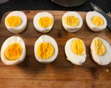 A picture of step 1 of Tarragon Deviled Eggs.