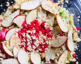 A picture of step 1 of Apple pomegranate salad.