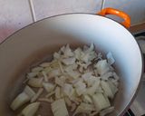 A picture of step 2 of More winterveg. Creamy veg in a white wine sauce.