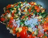 A picture of step 3 of Tangy Tomato Coconut and Mixed Veggies Poha.