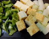 A picture of step 1 of Atsuage and Green Pepper Stir-Fried in Miso Sauce.