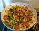 A picture of step 3 of Quiche Mushroom, Gorgonzola, Bacon.