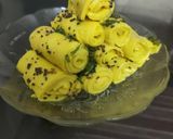A picture of step 9 of Khandvi yummy gram flour rolls.