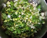 A picture of step 1 of Spring onion and blackeyed bean vegetable.😋😍.