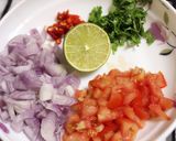 A picture of step 1 of Samosa Chaat.