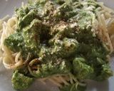 Foto del paso 7 de la receta: Spaghetti con salsa de espinaca y pollo picado