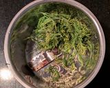 A picture of step 10 of Dill and carrot soup with fennel oil dressing.