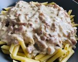 Foto del paso 5 de la receta: Pasta carbonara con cebolla crujiente! 🍽