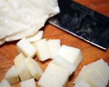 A picture of step 6 of Sig's Onion and Sweet Potato Soup with Halloumi Chips.