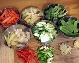 A picture of step 2 of Stir fry "mash-up" (Chicken & Veggies).