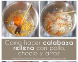 Foto del paso 5 de la receta: Calabaza rellena con pollo, choclo y arroz cremoso! Muy fácil de hacer, económica. SIN GLUTEN y SIN HORNO