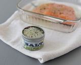 A picture of step 4 of Roasted Salmon with Okra, Grits, and Sherry Paprika Vinaigrette.