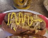 A picture of step 4 of Shiner Bock Bratwursts.