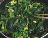 A picture of step 3 of Butter and Soy Sauce Flavored Spinach and Corn.