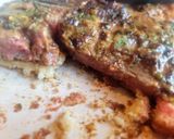 A picture of step 6 of T-Bone Steak on Toast w/Creamed Drip Sauce & Red Pepper +Parsley.