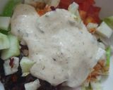 A picture of step 2 of Ranch dressing pasta salad.