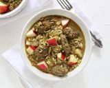 A picture of step 6 of Curried Guinea Meatballs with Escarole and Basmati Rice.