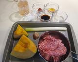 A picture of step 1 of Mapo Kabocha Squash.