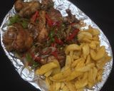 Fried potato with chicken stir fry saucematakin girki2 hoto