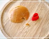 A picture of step 5 of Totoro Sandwich using a Bread Roll.
