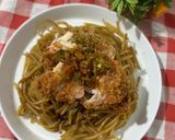 Foto langkah ke 4 dari resep Spaghetti Saus Bulgogi Toping Ayam Geprek.