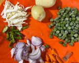 A picture of step 1 of Veg pulav (Leftover rice).