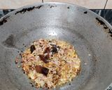 A picture of step 3 of Lauki red amaranth dry sabzi.