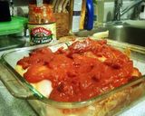 A picture of step 7 of Pizza stuffed chicken.