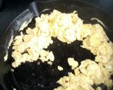 A picture of step 2 of Taylor ham egg and cheese bureto.