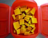 A picture of step 2 of Kabocha Squash Pie with Steamed Kabocha in a Silicone Steamer.