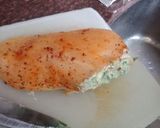 A picture of step 3 of Creamy Spinach Cheese Stuffed Chicken Served With Hummus.