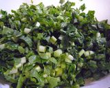 A picture of step 2 of Furikake Daikon Radish Leaves.
