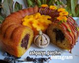 عکس مرحله 4 از دستور کیک کدوحلوایی دو رنگ بدون فر 🌸