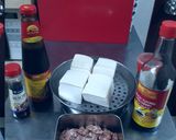 Hình bước làm 1 của món Đậu hũ non hấp thịt xay