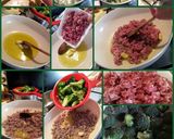 A picture of step 2 of AMIEs Maccheroni Green Pasta.